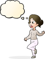 cartoon friendly woman waving with thought bubble png