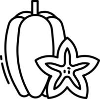 Star Fruit outline illustration vector