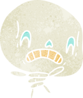 Retro-Cartoon des gespenstischen kawaii Skeletts png