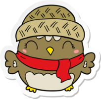 sticker of a cute cartoon owl in hat png