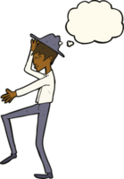cartoon fashionable man with thought bubble png