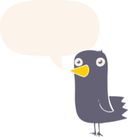 pájaro de dibujos animados y bocadillo de diálogo en estilo retro png