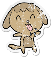 distressed sticker of a cute cartoon dog png