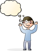 cartoon man with popping out eyes with thought bubble png