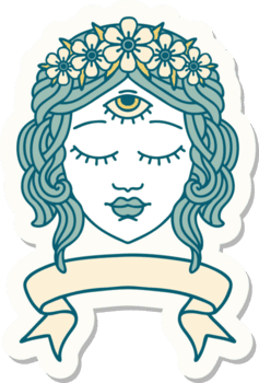 tatuering klistermärke med baner av kvinna ansikte png