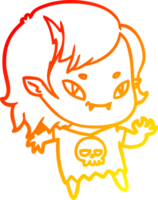 warm gradient line drawing cartoon friendly vampire girl waving png