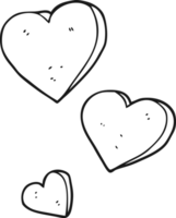 svart och vit tecknad serie hjärtan png