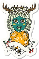 personaje de druida medio orco con ilustración natural de tirada de 20 dados png