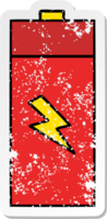 distressed sticker of a cute cartoon electrical battery png