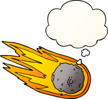 cartoon comet and thought bubble in smooth gradient style png