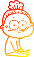 desenho de linha de gradiente quente desenho animado velha feliz png