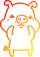 warm gradient line drawing cartoon angry pig png