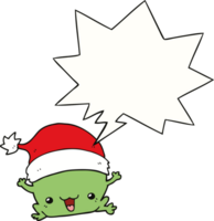 leuke cartoon kerstkikker en tekstballon png