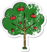 distressed sticker of a quirky hand drawn cartoon tree png