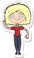 sticker of a cartoon woman waving png