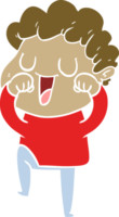 laughing flat color style cartoon man rubbign eyes png