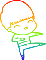 rainbow gradient line drawing happy cartoon boy png