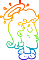 rainbow gradient line drawing cartoon angel face png