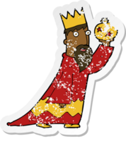retro distressed sticker of a one of the three wise men png