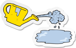sticker of a cartoon watering can pouring png