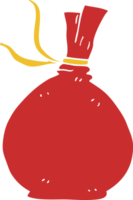 flat color illustration of a cartoon christmas santa sack png