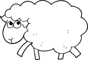 black and white cartoon sheep png