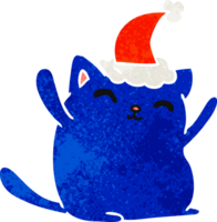 christmas retro cartoon of kawaii cat png