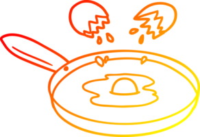 desenho de linha de gradiente quente desenho de panela fritando ovo png