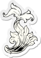 sticker of a traditional hand drawn floral swirl png