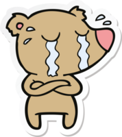 sticker of a cartoon crying bear png