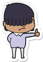 sticker of a cartoon boy with untidy hair png