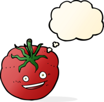 cartoon happy tomato with thought bubble png