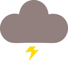 nuage d'orage de dessin animé rétro couleur plate png