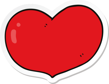 sticker of a cartoon love heart png