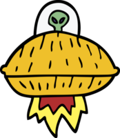 dessin animé doodle vaisseau spatial extraterrestre png