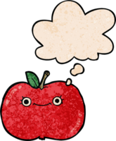 cute cartoon apple and thought bubble in grunge texture pattern style png