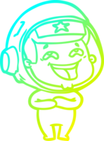 cold gradient line drawing cartoon laughing astronaut png