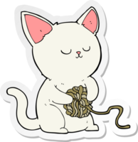 sticker of a cartoon cat playing with ball of yarn png