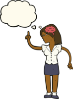 cartoon woman with clever idea with thought bubble png