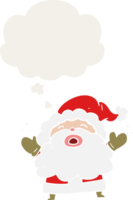 cartoon santa claus shouting and thought bubble in retro style png