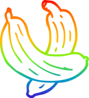 rainbow gradient line drawing cartoon pair of  bananas png