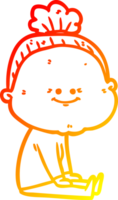 desenho de linha de gradiente quente desenho animado velha feliz png