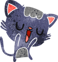 retro cartoon of cute kawaii cat png