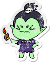 beunruhigter Aufkleber-Cartoon des niedlichen kawaii Vampirmädchens png