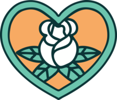 tattoo style icon of a heart and flowers png