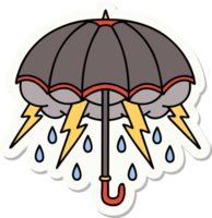 tatoeëren stijl sticker van een paraplu png