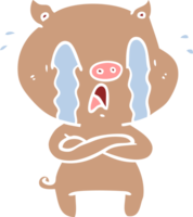 desenho de estilo de cor plana de porco chorando png