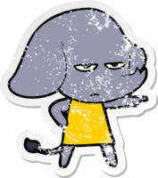 distressed sticker of a annoyed cartoon elephant png