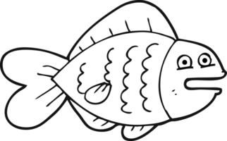 negro y blanco dibujos animados gracioso pescado png