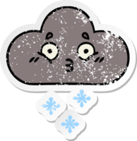 verontruste sticker van een schattige cartoon storm sneeuwwolk png